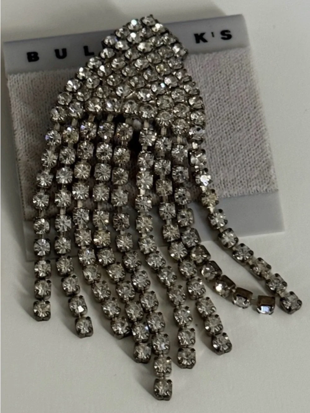 Bullocks department store Vintage long rhinestone fringe statement pin brooch
